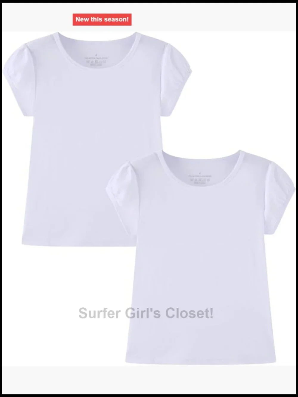 Girls Short Puff Sleeve Tee 2 Pack Crewneck Basic T-Shirt